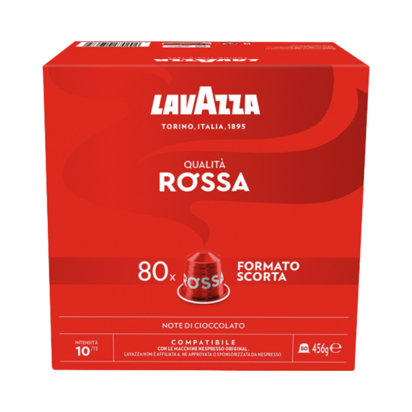 Lavazza Qualita Rossa 10, Nespresso­ kompatibel, 80 Aluminium­ Kaffeekapseln, 456g